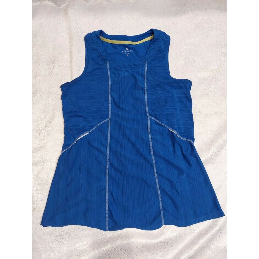 Athleta Womens Blue Run On Tank Top Reflective Fitness Running 408942 MED